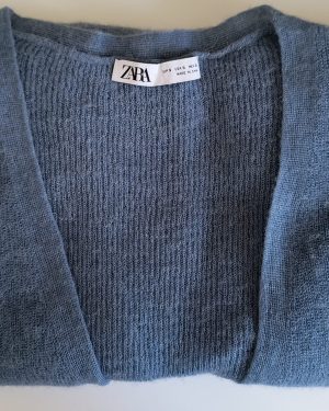 Sweter z dodatkiem wełny i alpaki (38% wełna, 16% alpaka) Zara ( kolor niebieski szary )